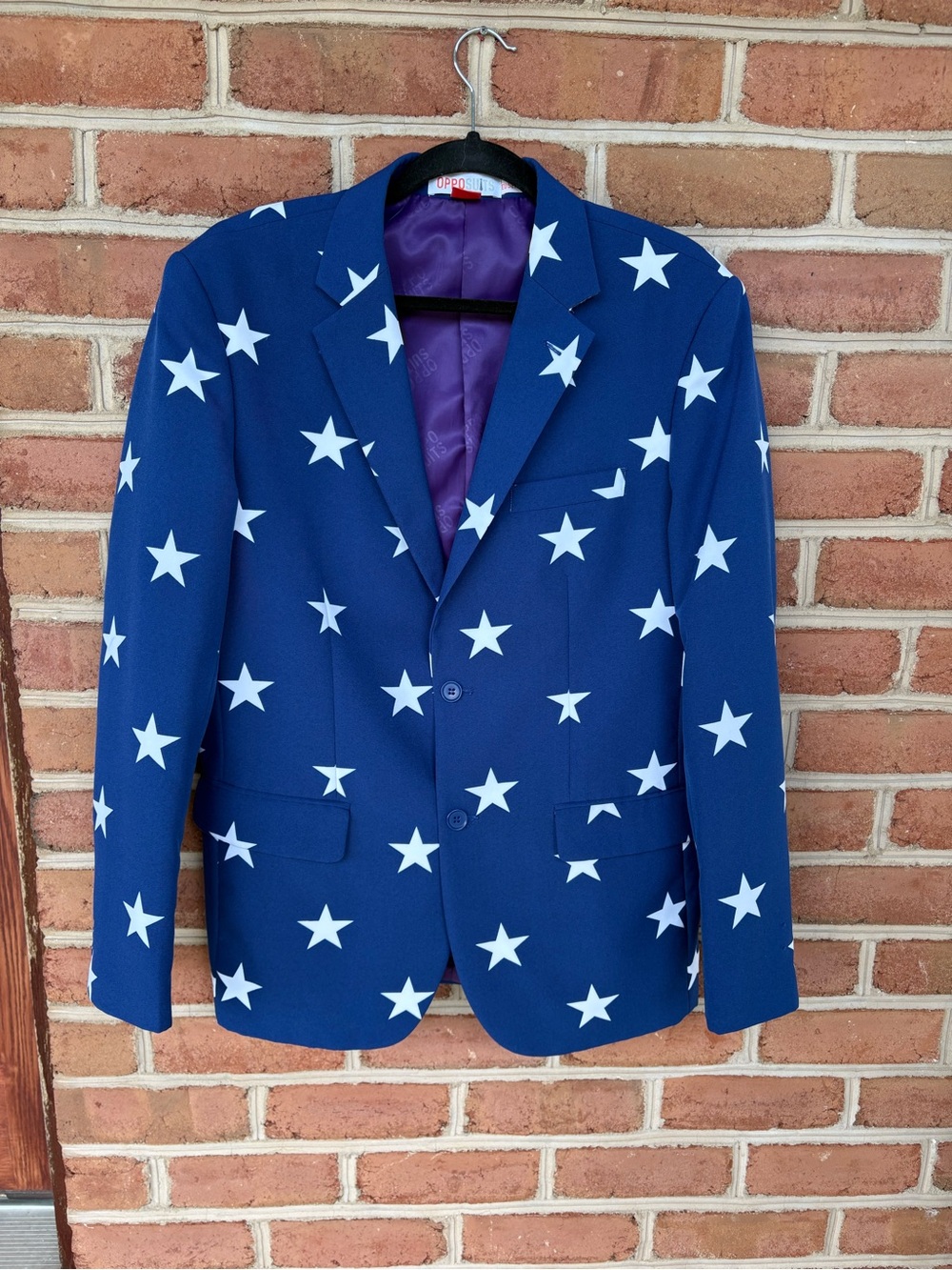 OppoSuits Royal Blue Star-Print Mens Blazer